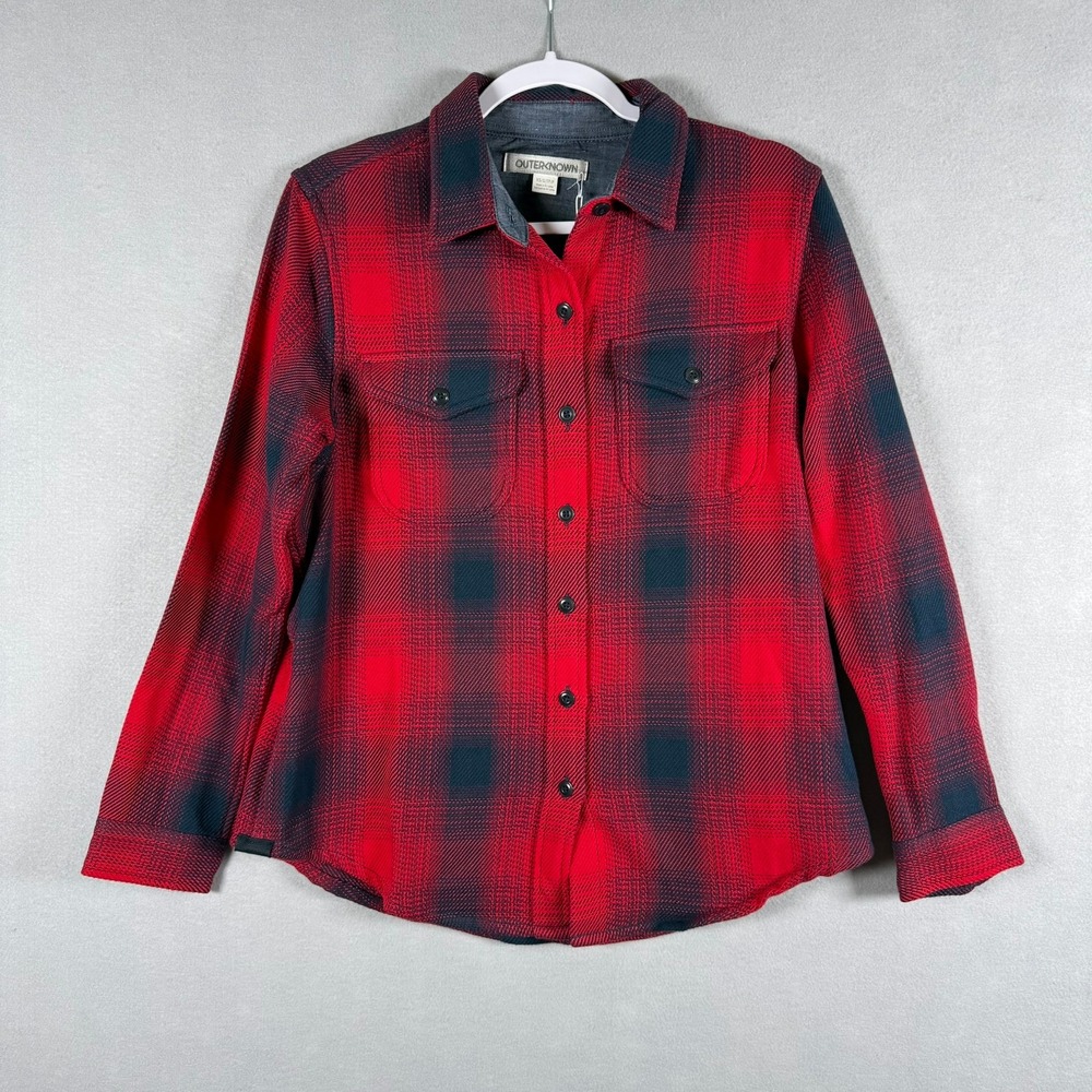 Outerknown Womens XS/S Blanket Shirt Red Plaid Organic Cotton 2310056 Flannel